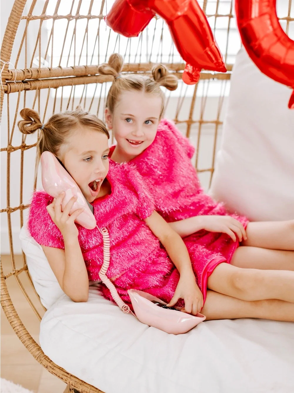 Girls' hot pink tinsel skirt set